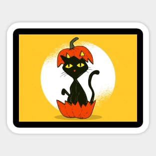 funny cat in the Pumkin Halloweentee Gift for Girls retro Sticker